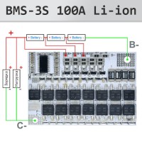 BMS 3S Li-ion 100A плата защиты с балансировкой